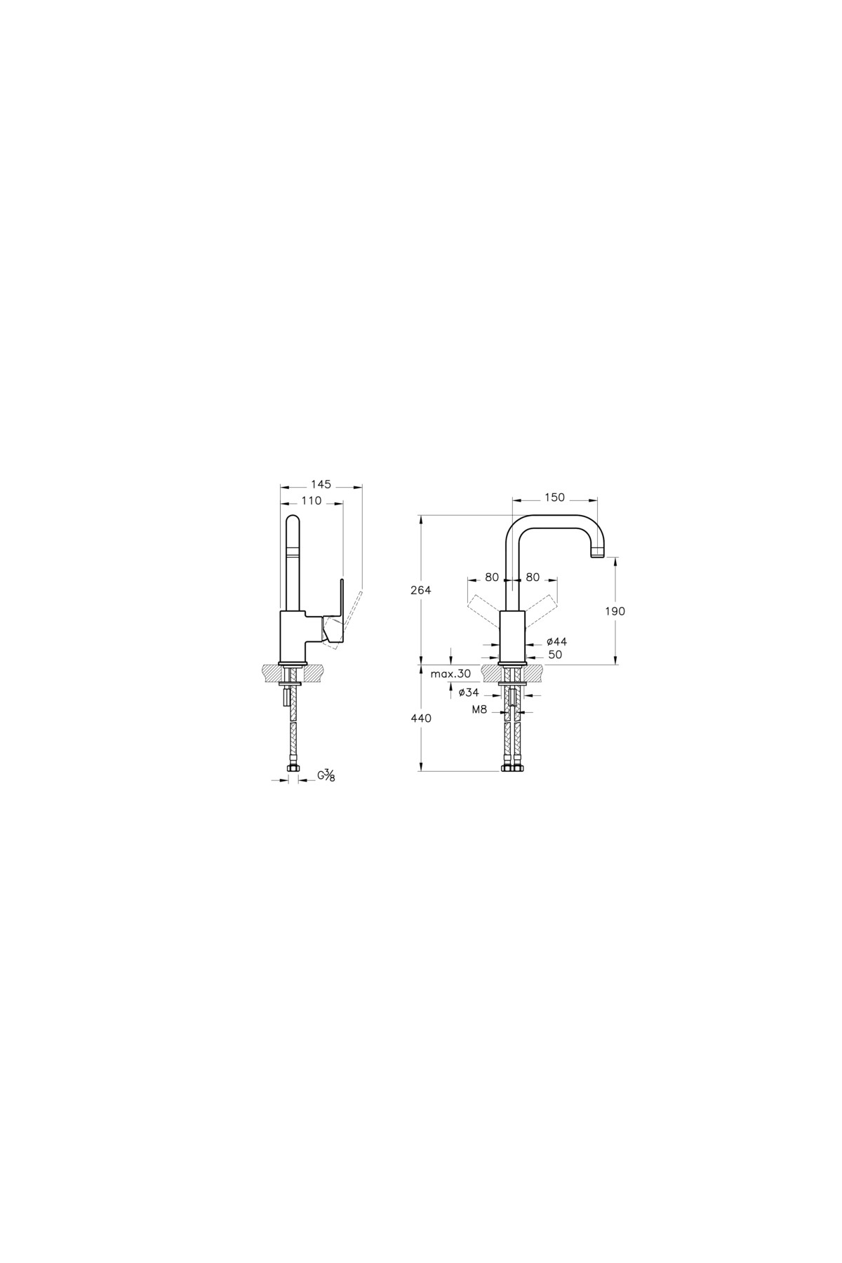 Flo S A41939 Döner Borulu Lavabo Bataryası, Krom
