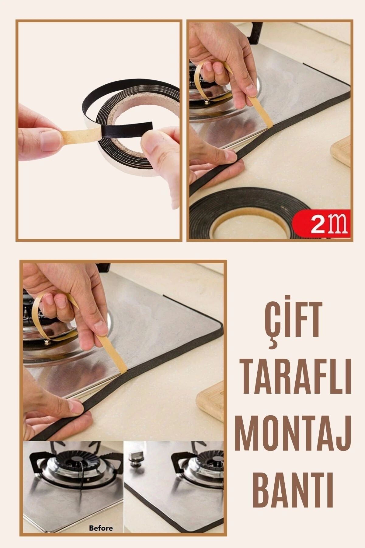 ÇİFT TARAFLI KENDİNDEN YAPIŞKANLI SIZDIRMAZLIK BANTI OCAK FIRIN LAVABO PENCERE