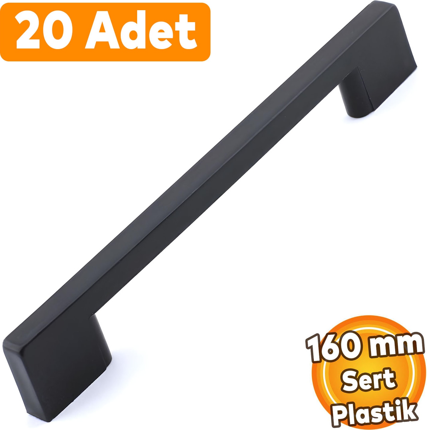 (Sert Plastik) 20 Adet Köprü 160 mm Siyah Mobilya Mutfak Çekmece Dolabı Dolap Kulbu