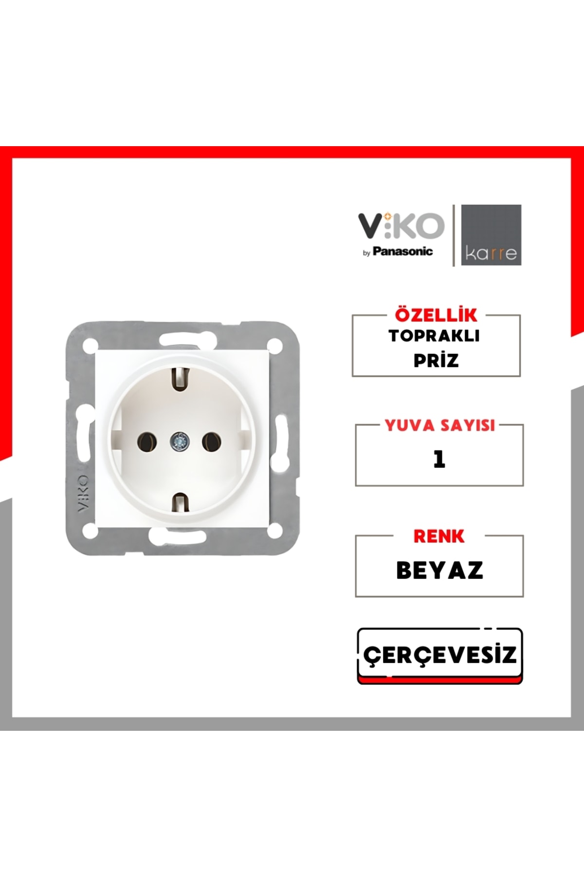 Karre Priz – Topraklı, Beyaz, Çerçevesiz, Şık Ve Dayanıklı Tasarım
