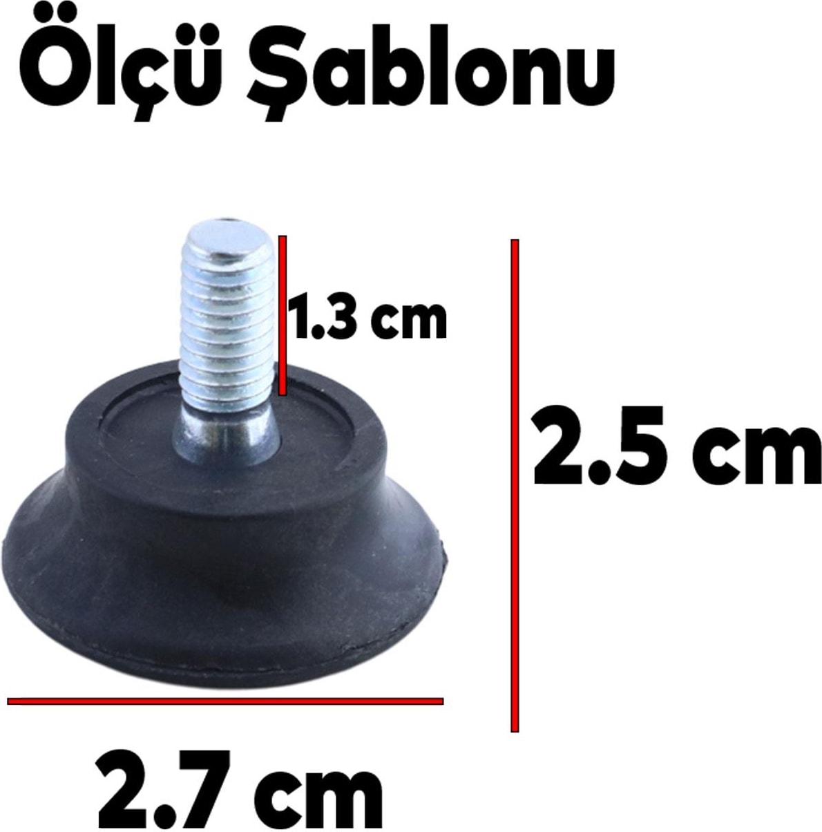 Bingo Rotil Ayak M6 Civatalı 6 mm Siyah Profil Yükseltme Ayağı 2.5 cm (10 Adet)
