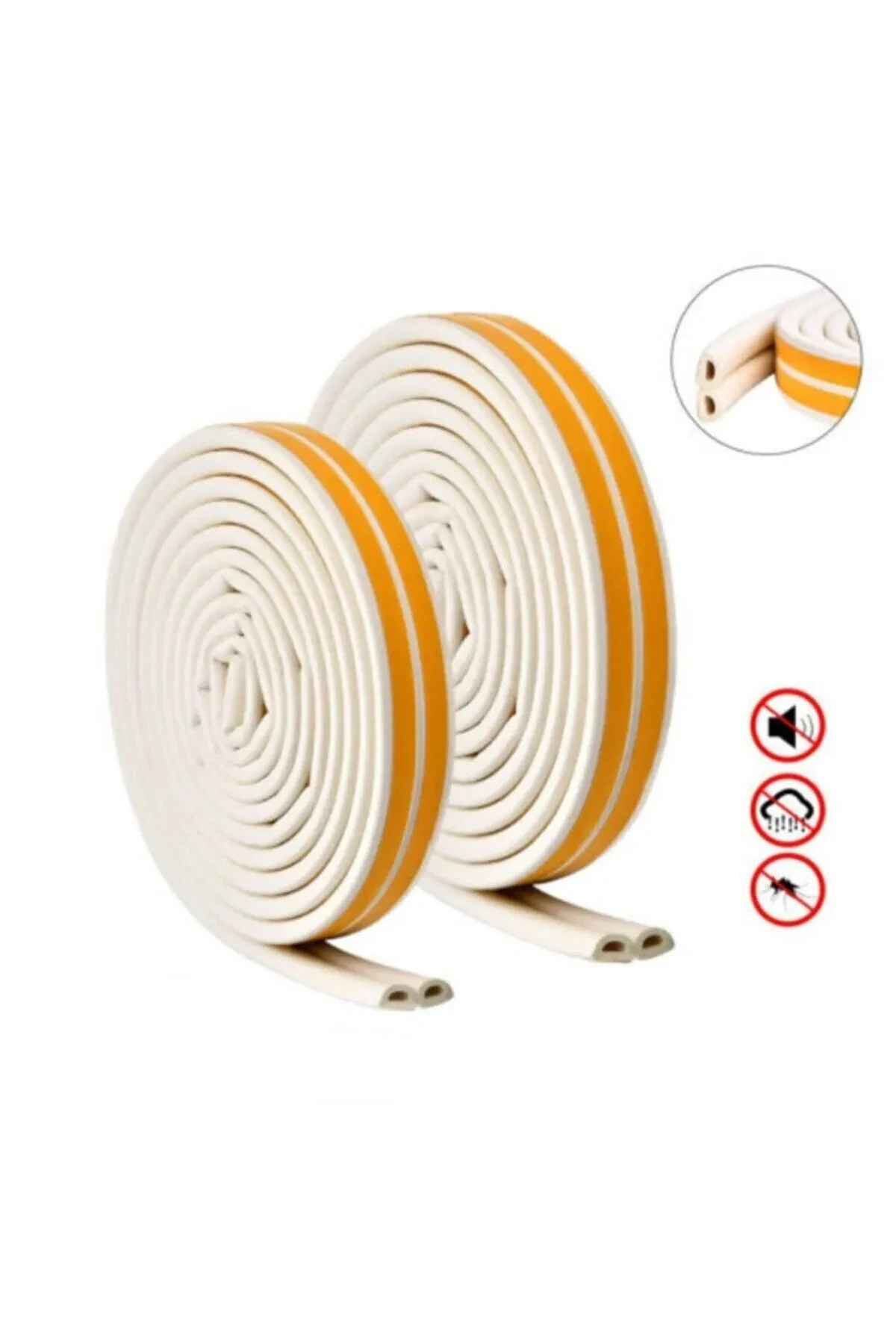 Yapışkanlı 5x2=10 Metre (BEYAZ) Kapı Pencere Bandı Fitili Soğuk Izolasyon Kauçuk Bantları.