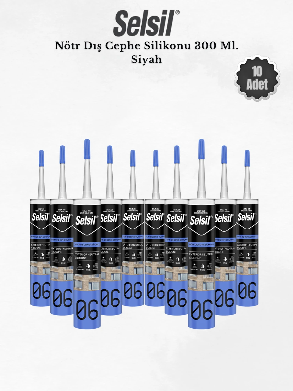 Nötr Dış Cephe Silikonu Siyah 300 ml - 10 Adet