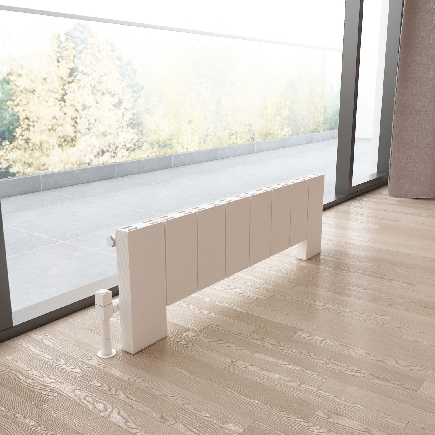 Elvino Floor Yatay Alüminyum Radyatör Modern Tasarım Beyaz 30X99,5 cm