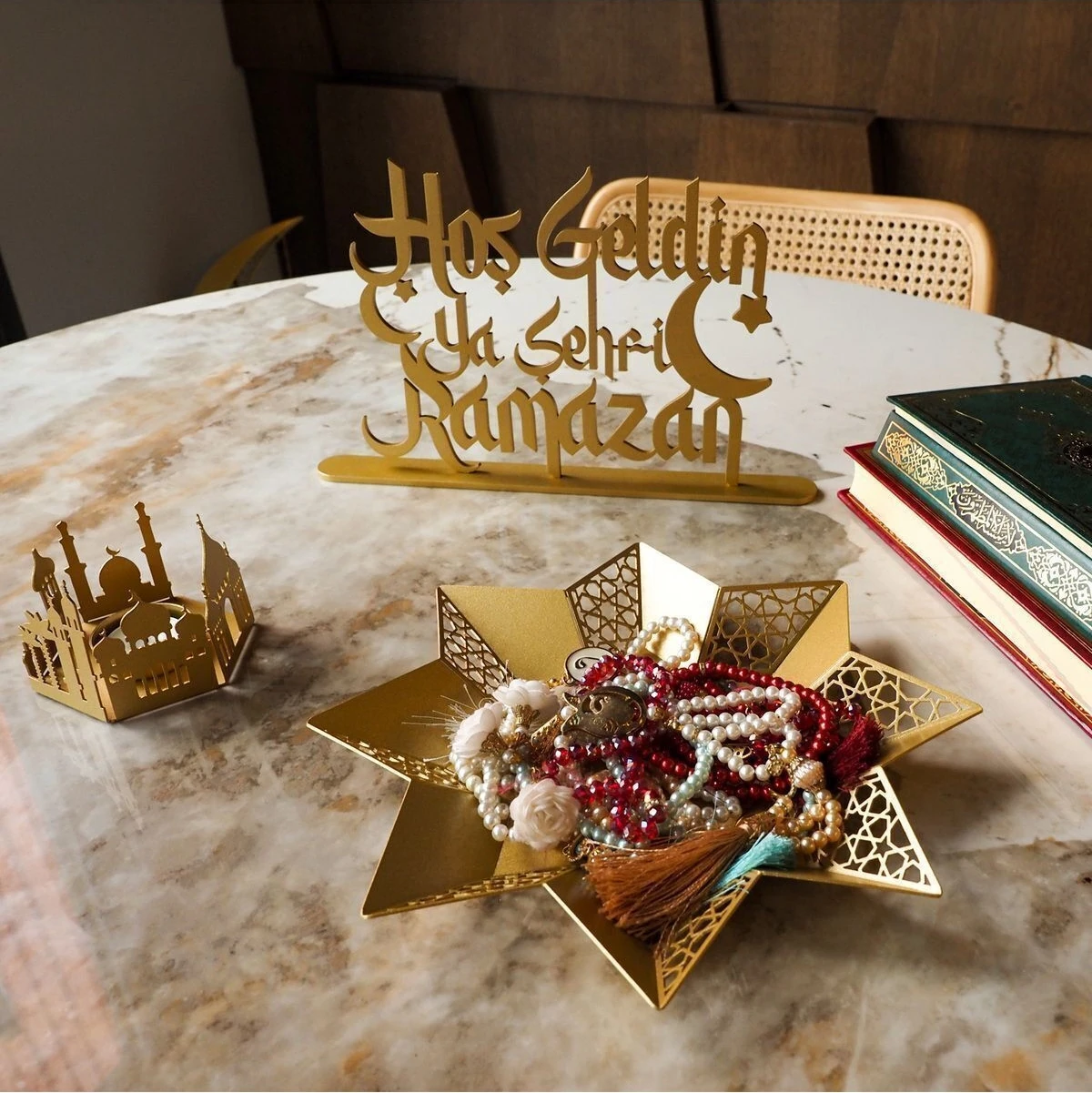 Hoş Geldin Ya Şehri Ramazan Metal Masaüstü Islami Dekor - 30 x 19 cm - Ramazan Süslemeleri - WAMH129