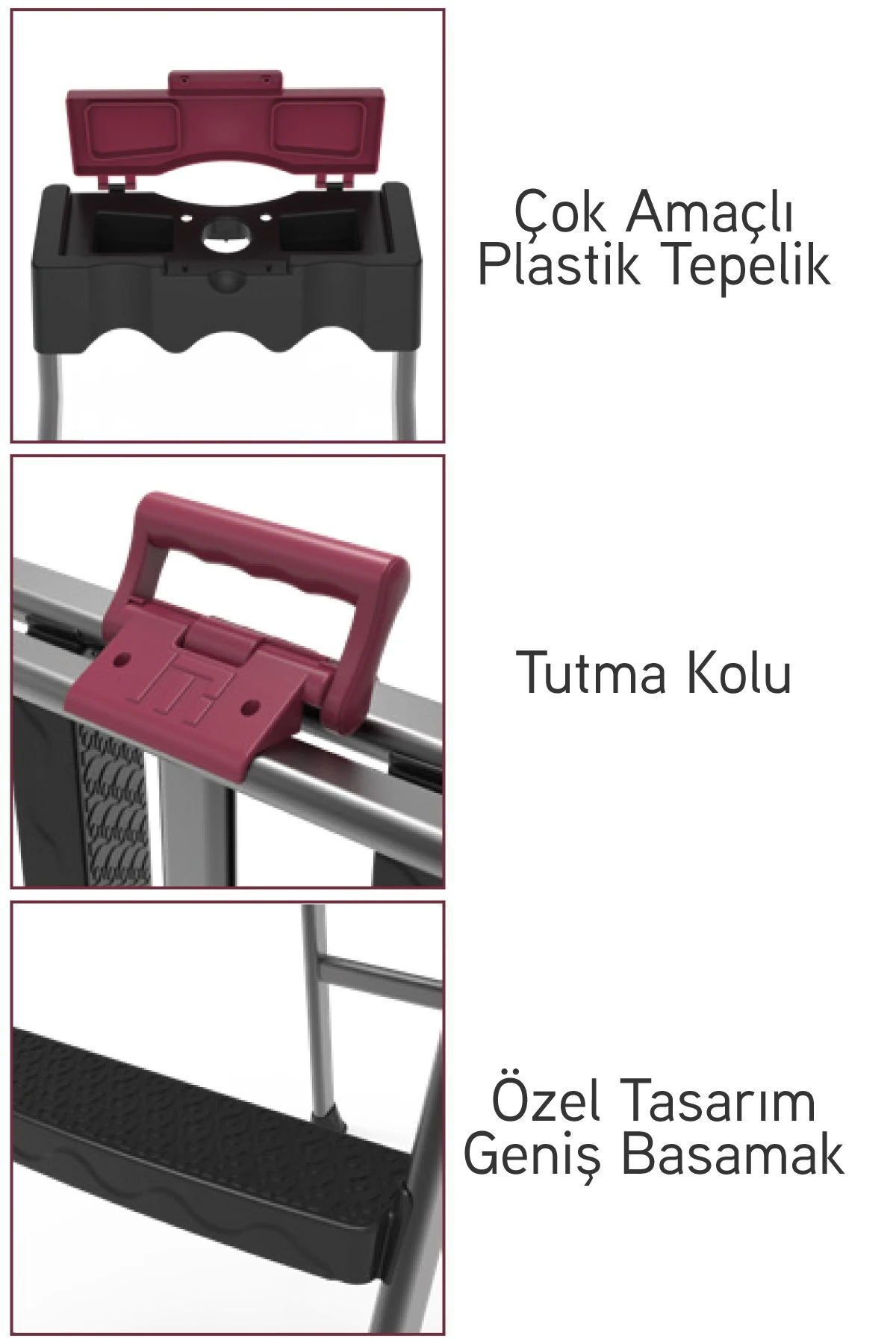 Comfort 3+1 Basamaklı Kolay Taşınır Tutamaçlı Merdiven