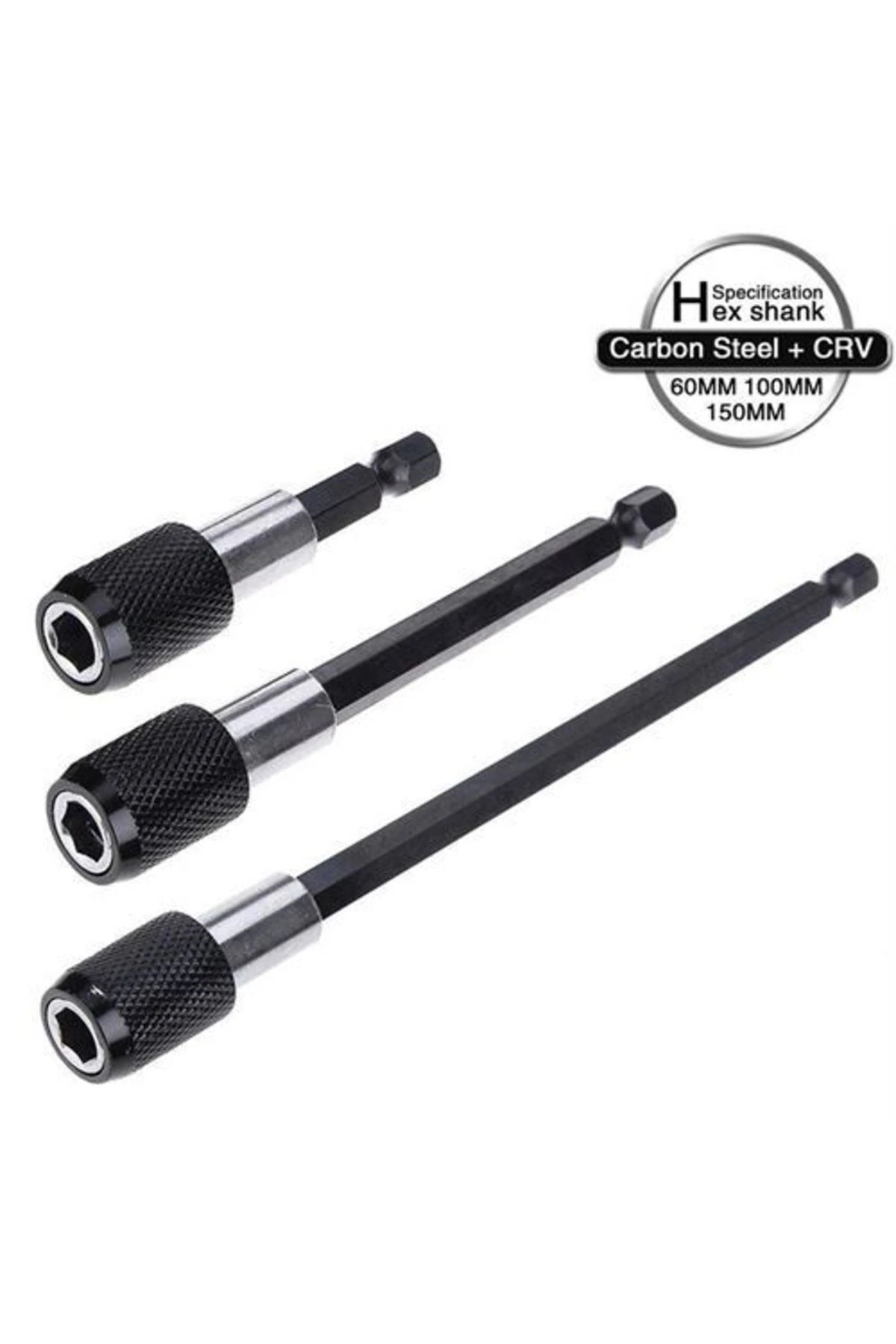 Profesyonel  Paslanmaz Vanadium Çelik   6 10 15 Cm 3 Lü Bits Uzatma Adaptörü 3 Adet
