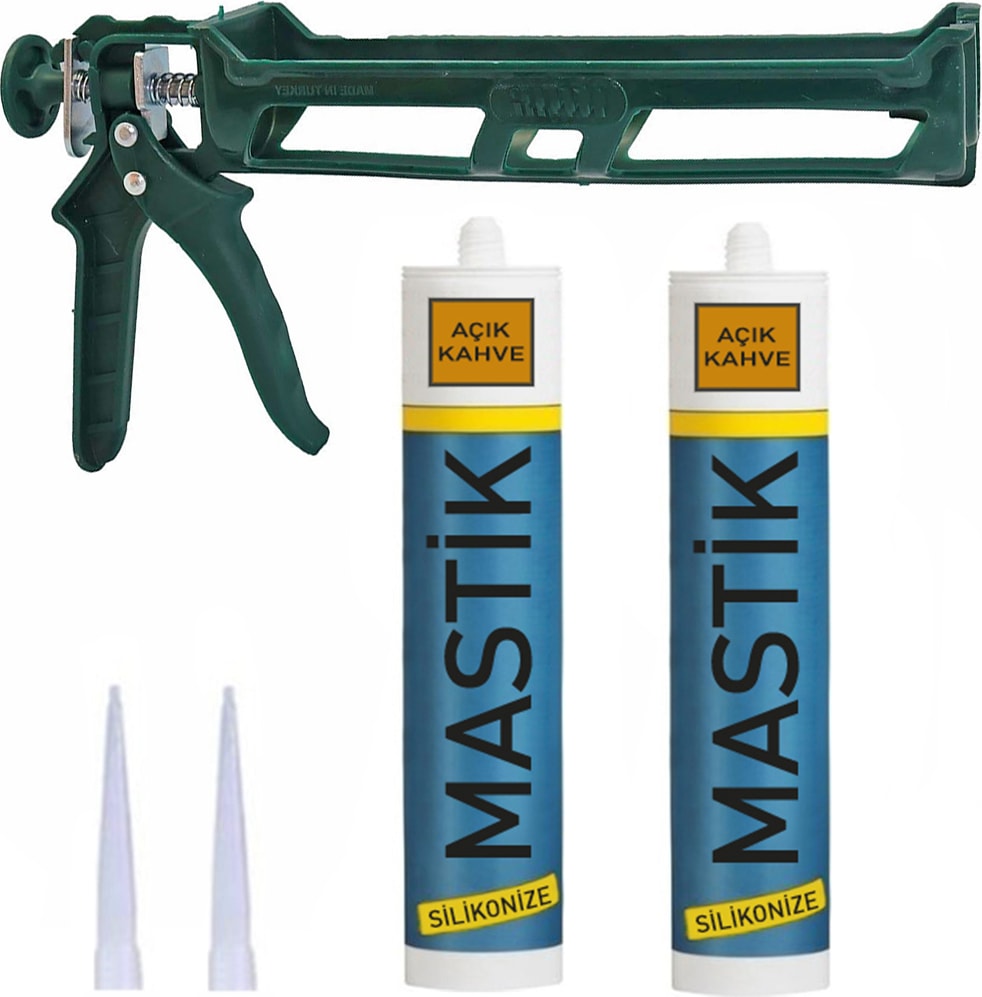 Çekomastik Seti -2 Adet Kahve Silikonize Mastik + Silikon Tabancası