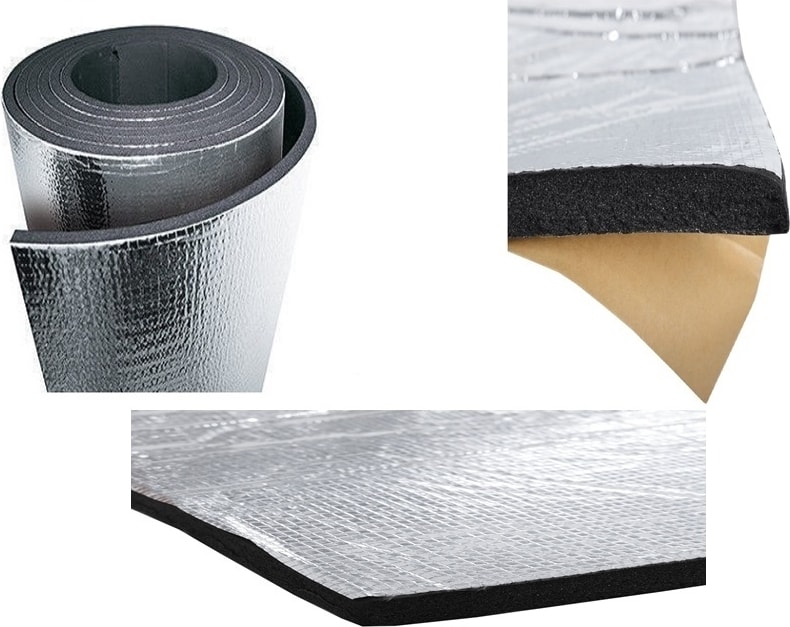 9mm kalınlık- 200*100 cm (2m2) Alüminyum Folyo Kaplı Oto Araç Kaput Ses Yalıtım Süngeri Yapışkanlı Alev Almaz