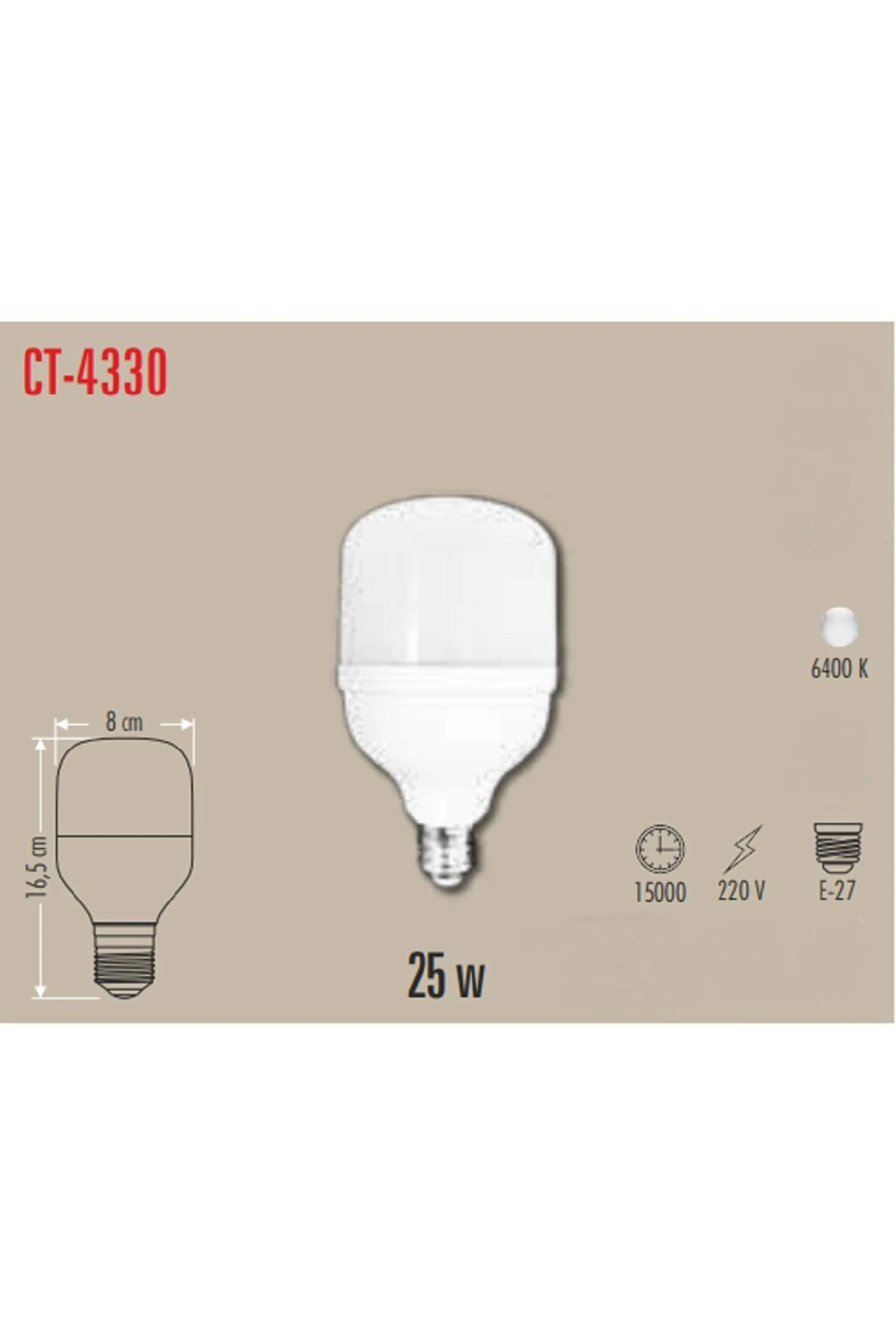 25 Watt Beyaz Işık Led Ampul (Ct 4330)