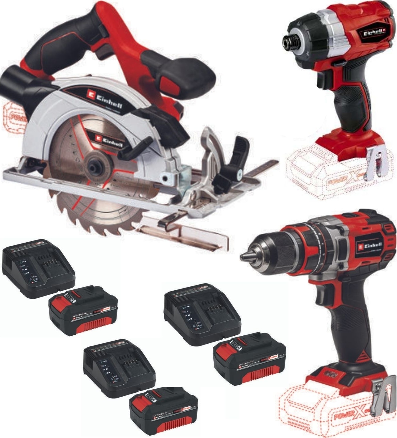Te-Ci 18 Bl Vidalama Te-Cd 18/50 Li-I Bl Matkap Te-Cs 18/165/1 Daire Testere 3X4.0AH Set