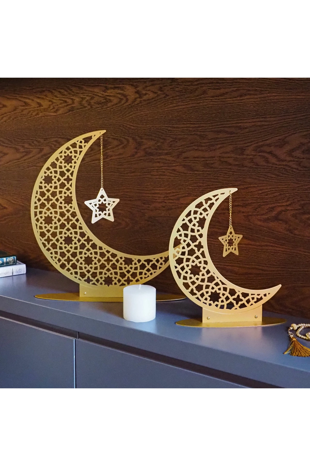 48 Cm Metal Ramazan Hilali Masaüstü Islami Dekor - Ramazan Süsleri - Ev Dekorasyon - Wamh169