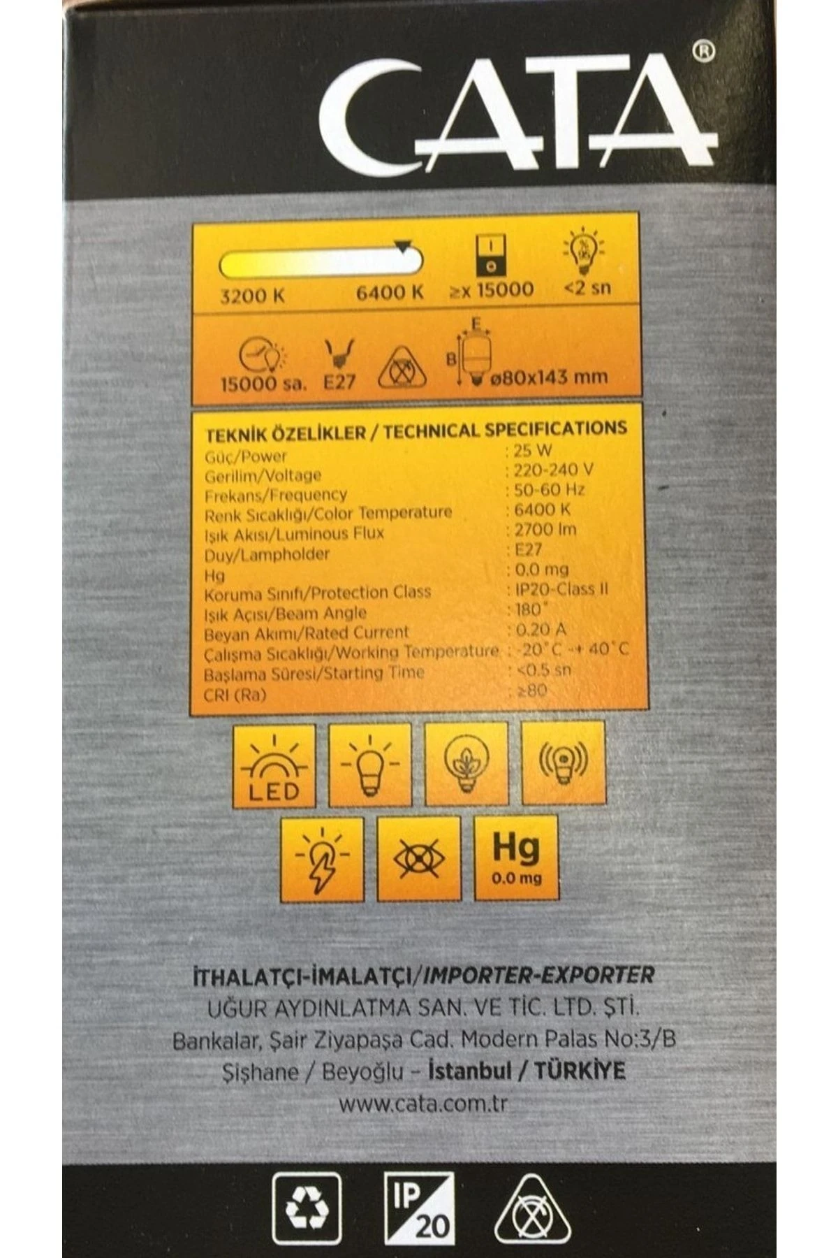 25 Watt Beyaz Işık Led Ampul (Ct 4330)