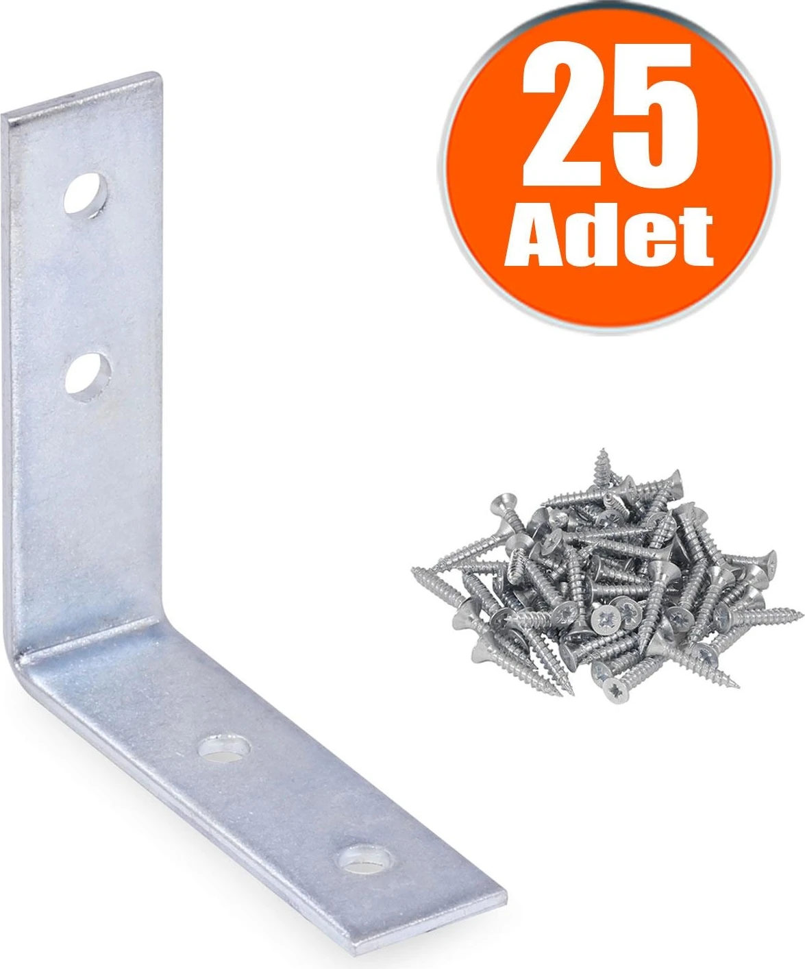 Mobilya Dolap Köşe Bağlantı Sabitleme L Demir Gönye 55X55X15 mm (25 Adet)