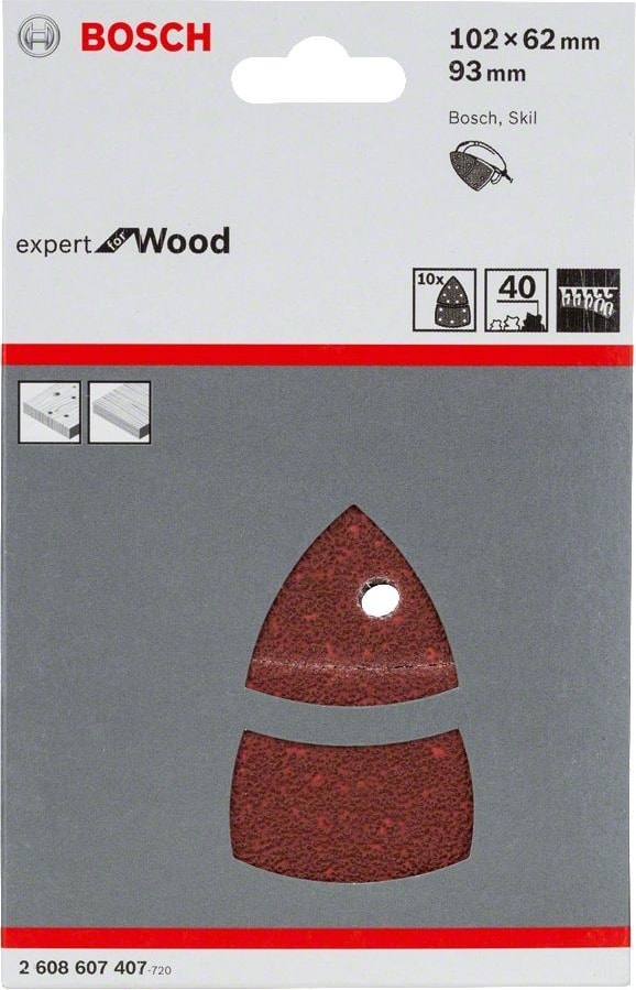 BOSCH Expert Ahşap Zımpara 102X62/93X93 mm 40 Kum 2608607407