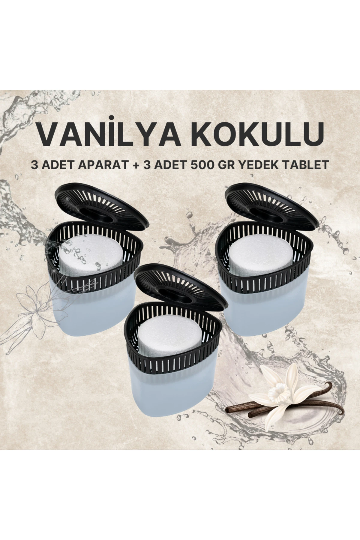 Nem Alıcılı Ve Rutubet Giderici Aparat - 500 gr -üçgen Vanilya 3'lü (TABLET DAHİL)