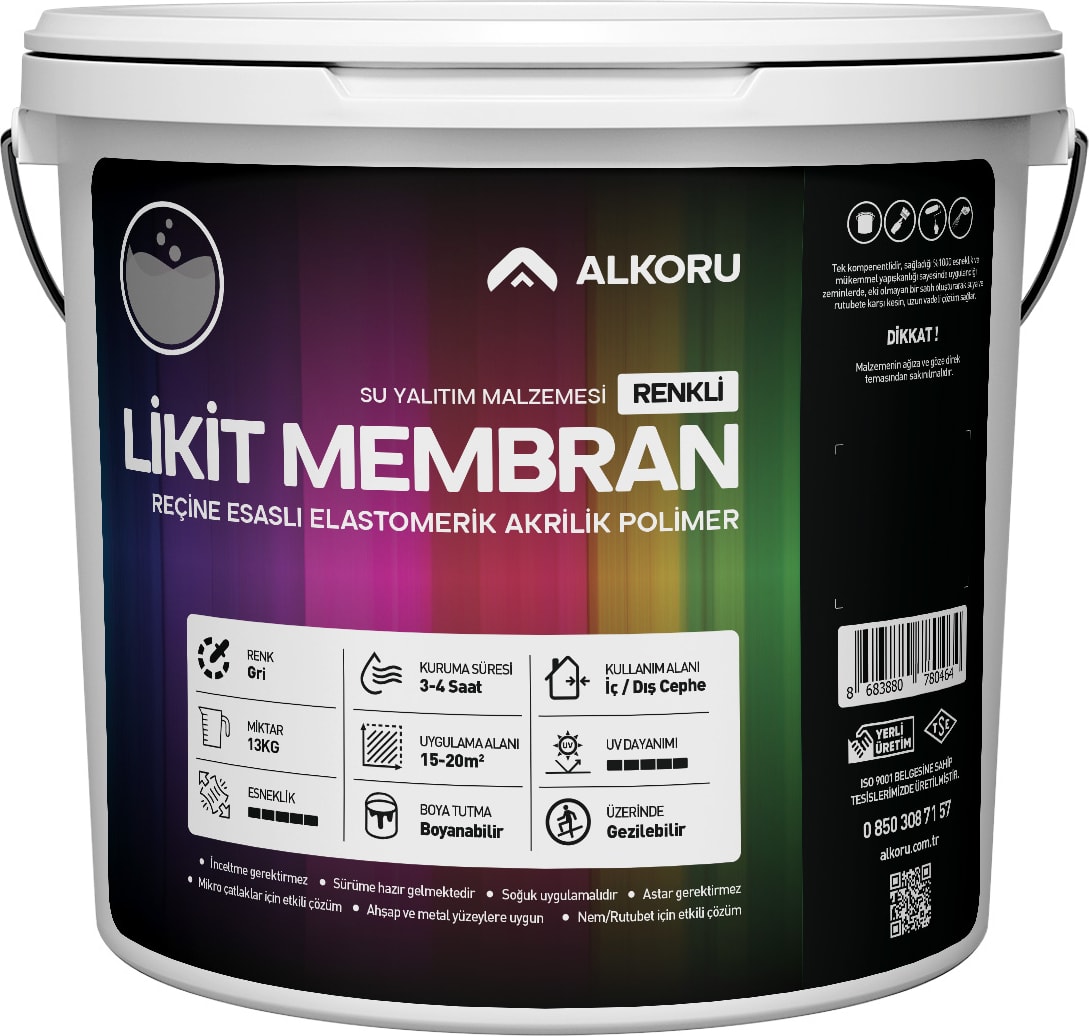 13 kg Gri Likit Membran Renkli Reçine Esaslı Sıvı Su Yalıtım Malzemesi