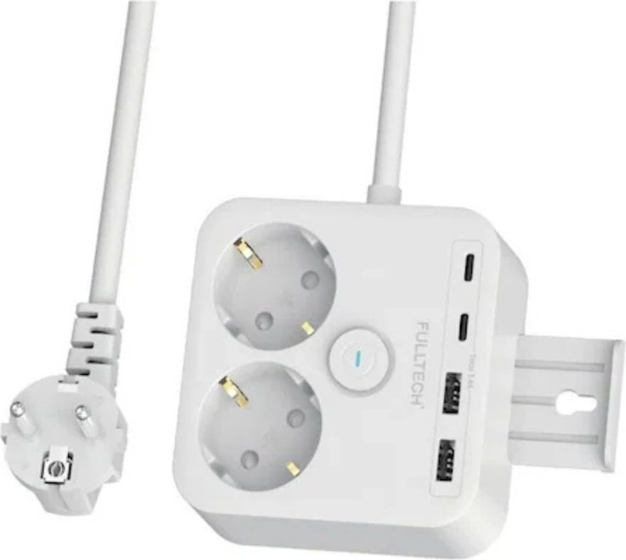 Akım Korumalı Priz 2'li Priz 2x USB Girişi 2x Type-C Girişi 2mt Kablo Grup Priz Ftr-21