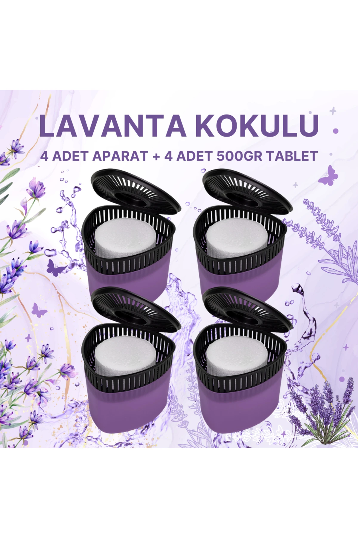 4 Adet 500 gr Nem Alıcılı Ve Rutubet Giderici Aparat Üçgen Lavanta (TABLET DAHİL)