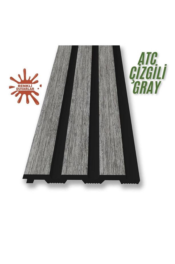 ATC Çizgili Gri Model 11cm x 290cm 1 Adet  Ev Ofis Konut Dekoratif PVC Lambiri Duvar Kağıdı Paneli