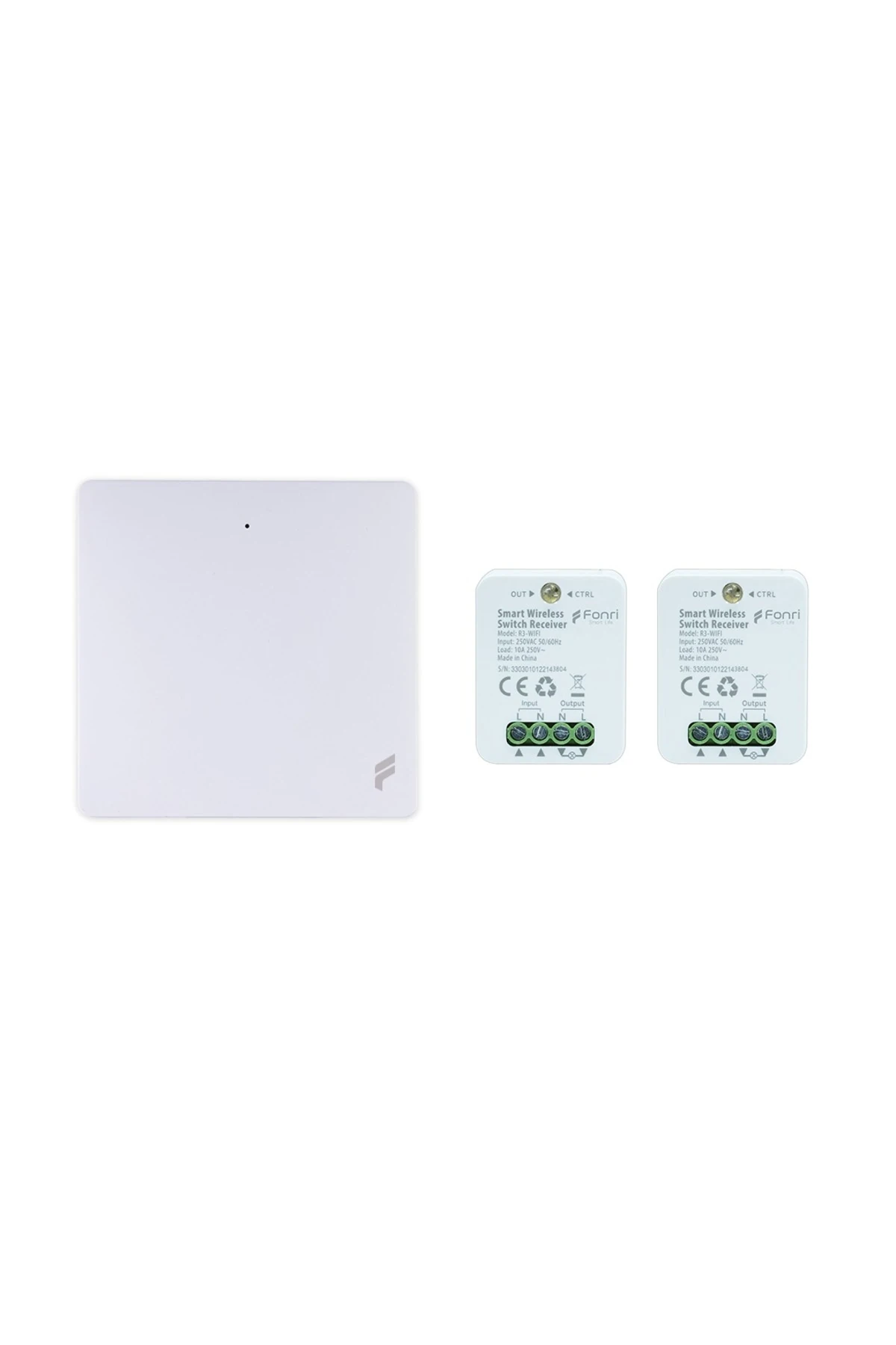 Kablosuz Tekli Duvar Anahtarı-Kendinden Enerjili ve 2 Adet Akıllı Kablosuz Anahtar Alıcısı Seti