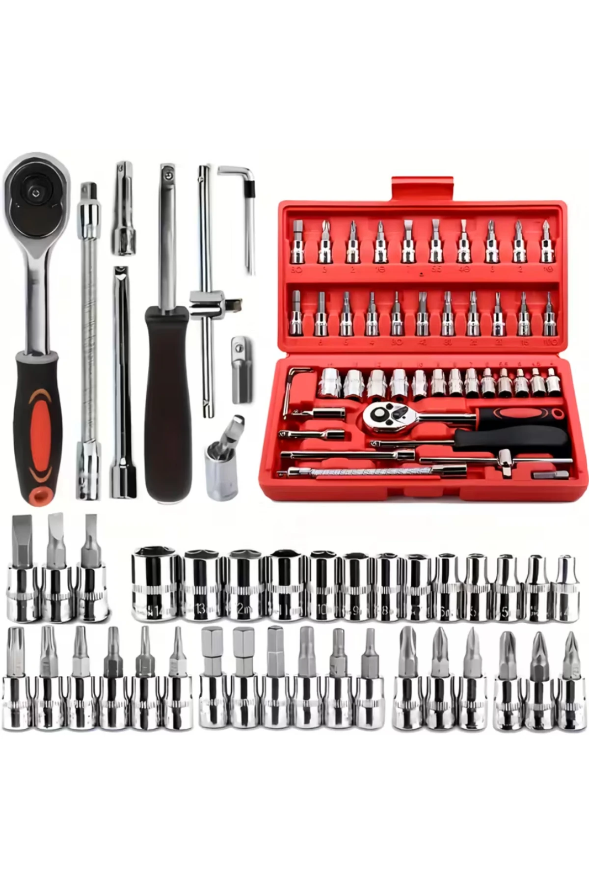 Cırt cırtlı 46 Parça Lokma Anahtar Takımı Tam Set