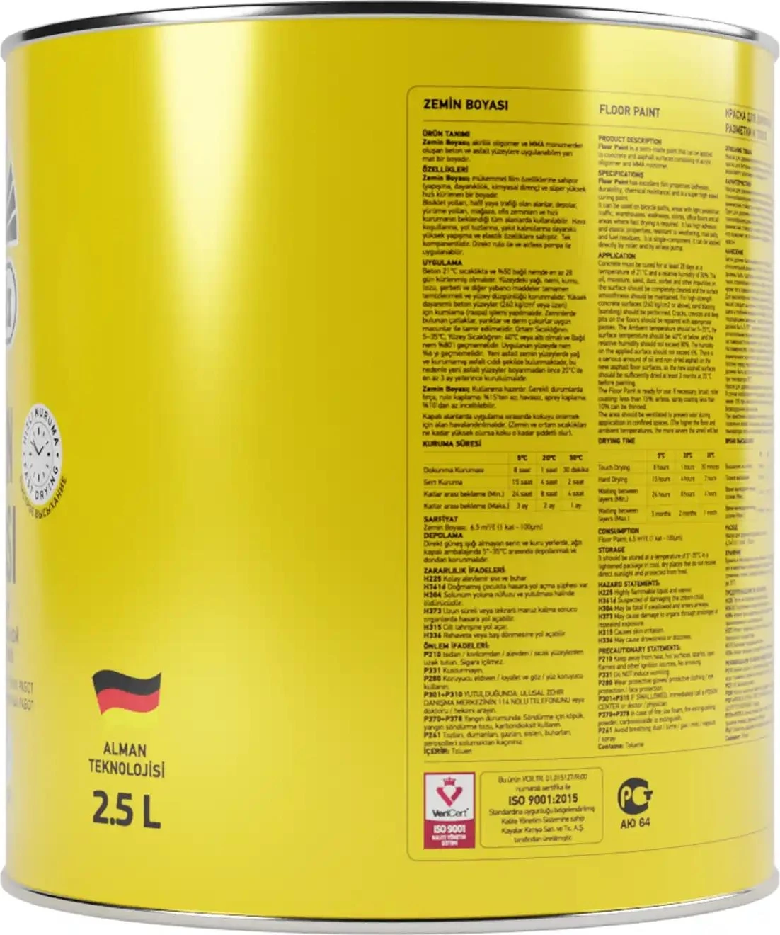 Zemin ve Yol Çizgi Boyası 2.5 Lt