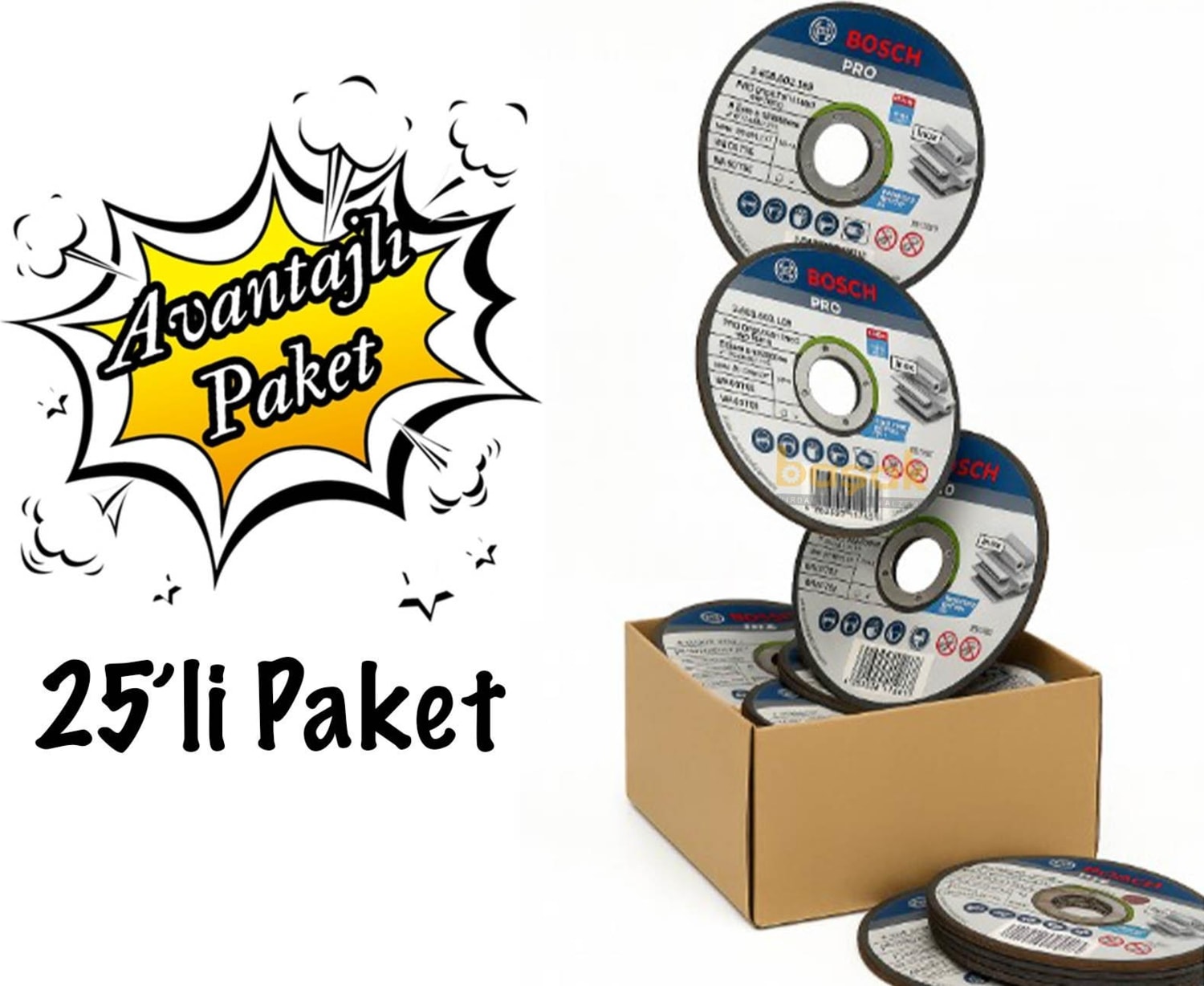 BOSCH Pro 115X1 mm Paslanmaz ve Metal Kesme Taşı 25 Li Paket 2608603169