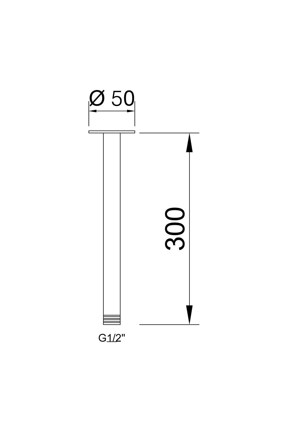 Ankastre Duş Başlığı Borulu Oval Slim Metal Ø25 Cm Tavandan Siyah