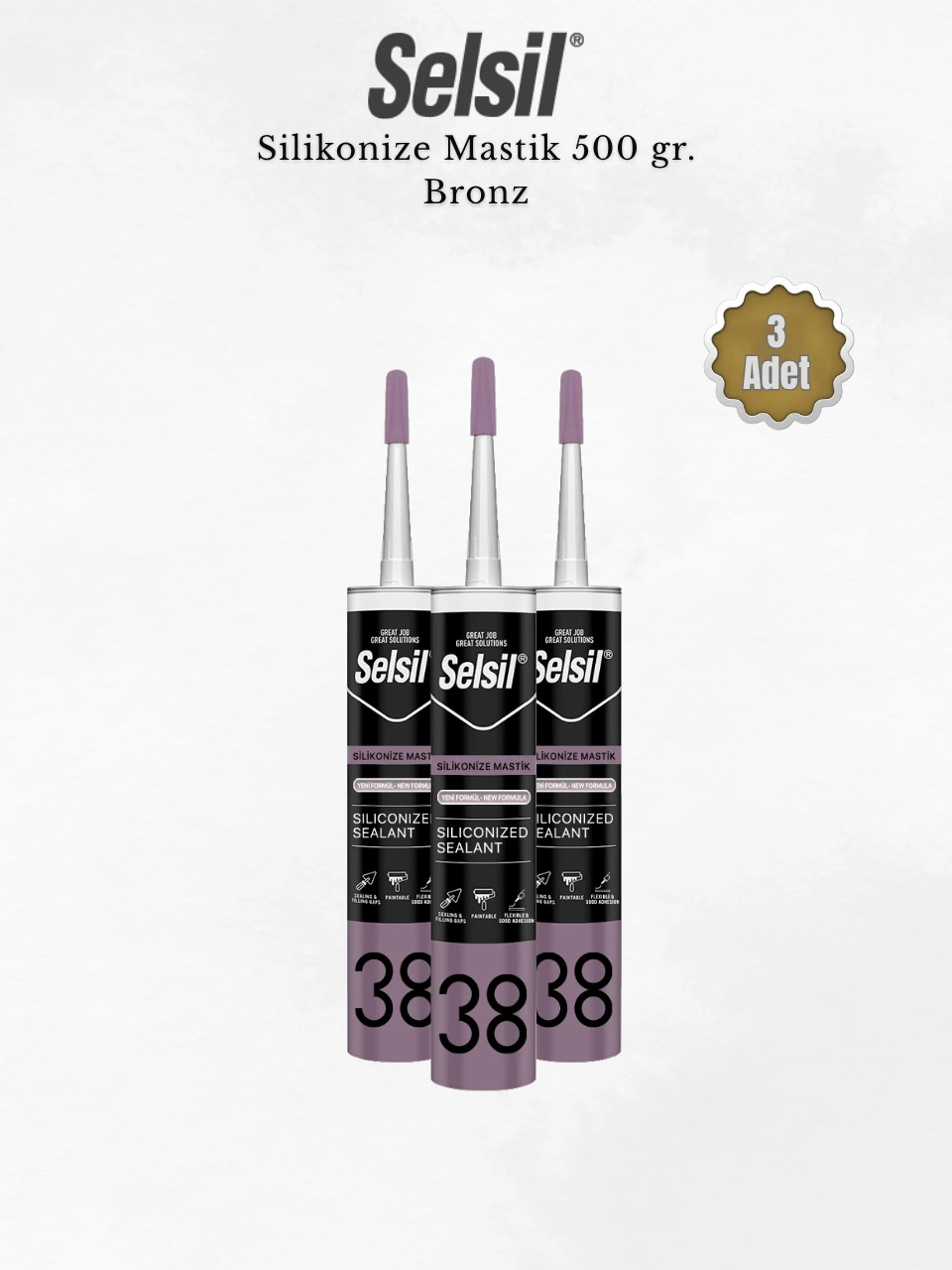 Silikonize Bronz Mastik 500 Gr. - 3 Adet