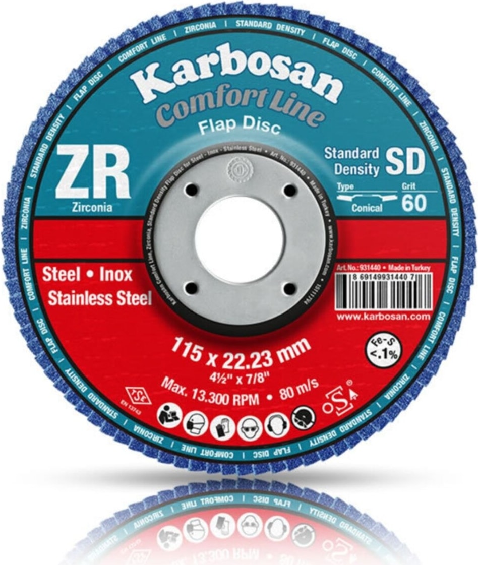 KARBOSAN Comfort Line Zr Flap Disk Zımpara 115 mm 60 Kum
