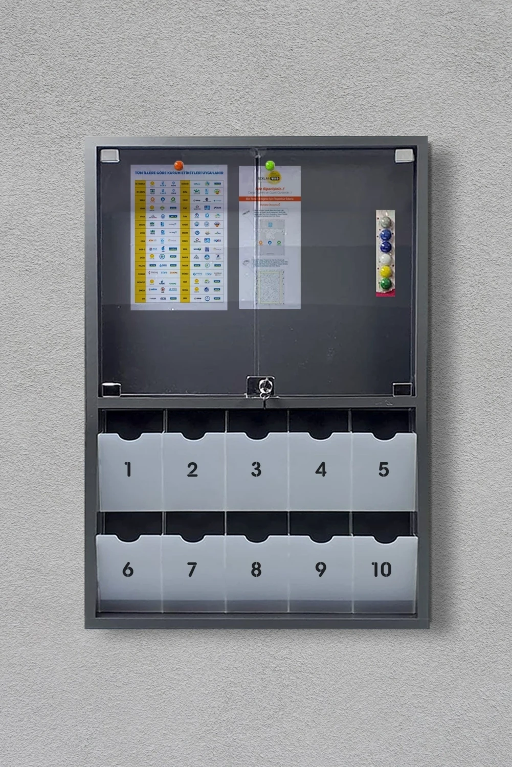 - 10 Dairelik Apartman Ilan Panosu ve Posta Kutusu