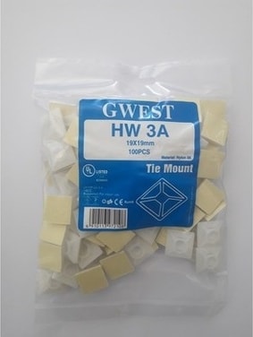 Yapışkan Kroşe 19X19 100 Adet Yapışkanlı Kablo Bağı Tutucu