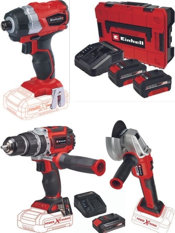 EİNHELL Tp-Cd 18/60 Li-I Bl Matkap Axxio 18/115 Q Avuç Taşlama Te-Ci 18 Bl Vidalama 2X4.0+2.5AH Kömürsüz Profesyonel Akülü Set