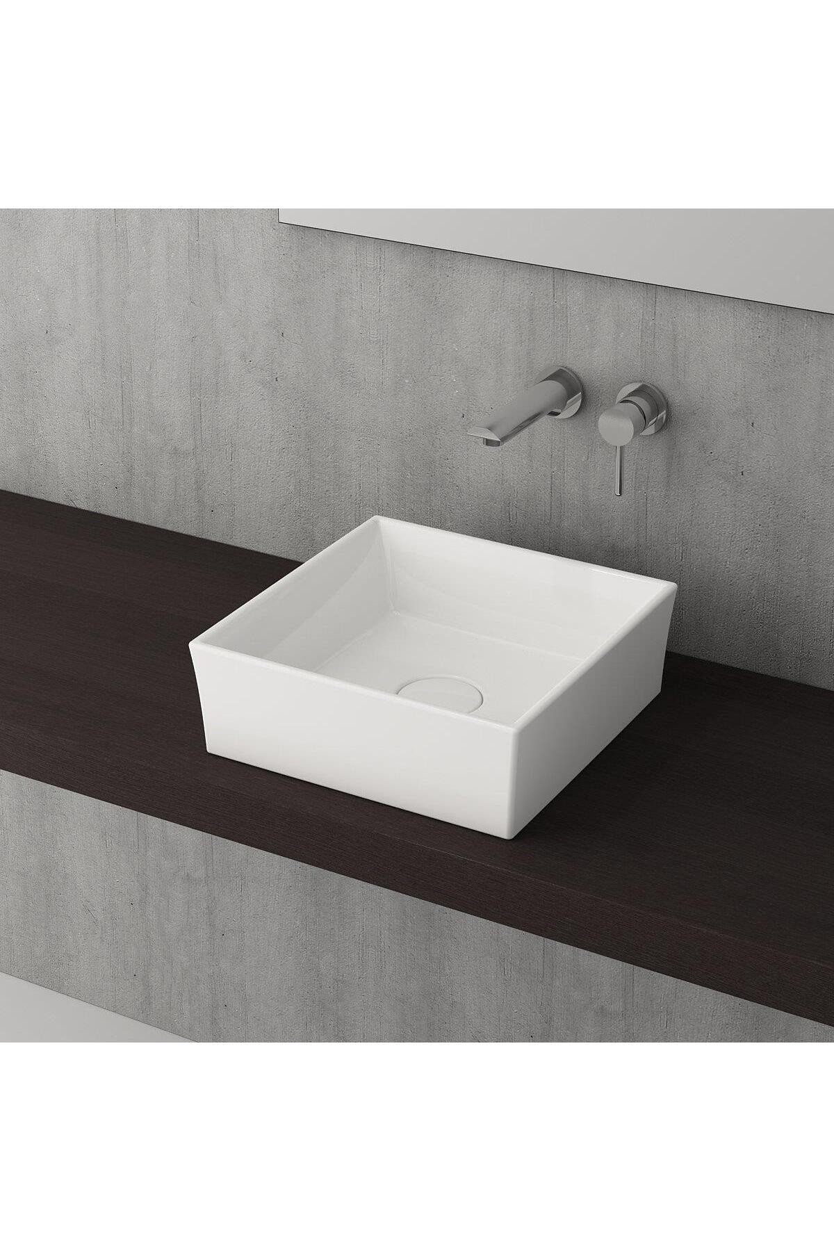 Vessel Kare Lavabo 38x38 Cm - Parlak Beyaz