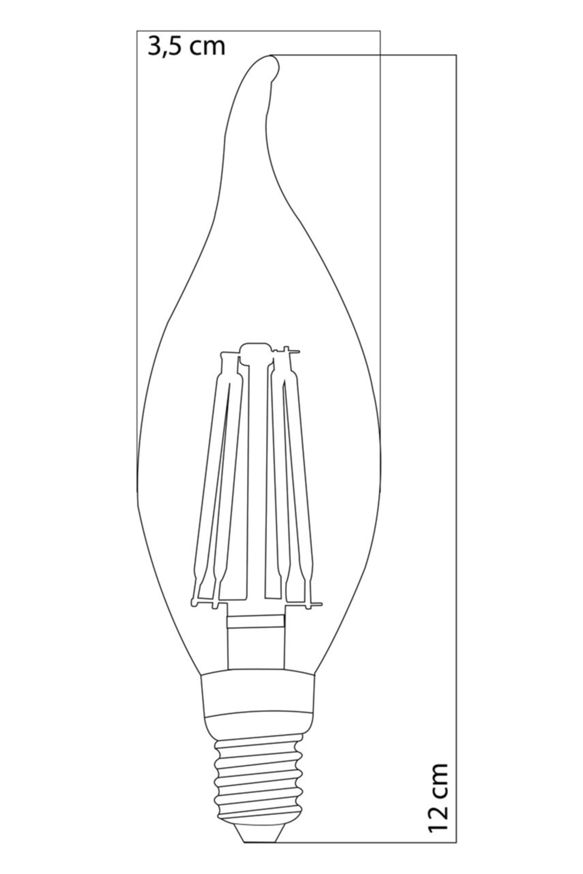2'li Led Filament Rustik Ampul Kıvrık Uç 6w E14 6500k (beyaz Işık)