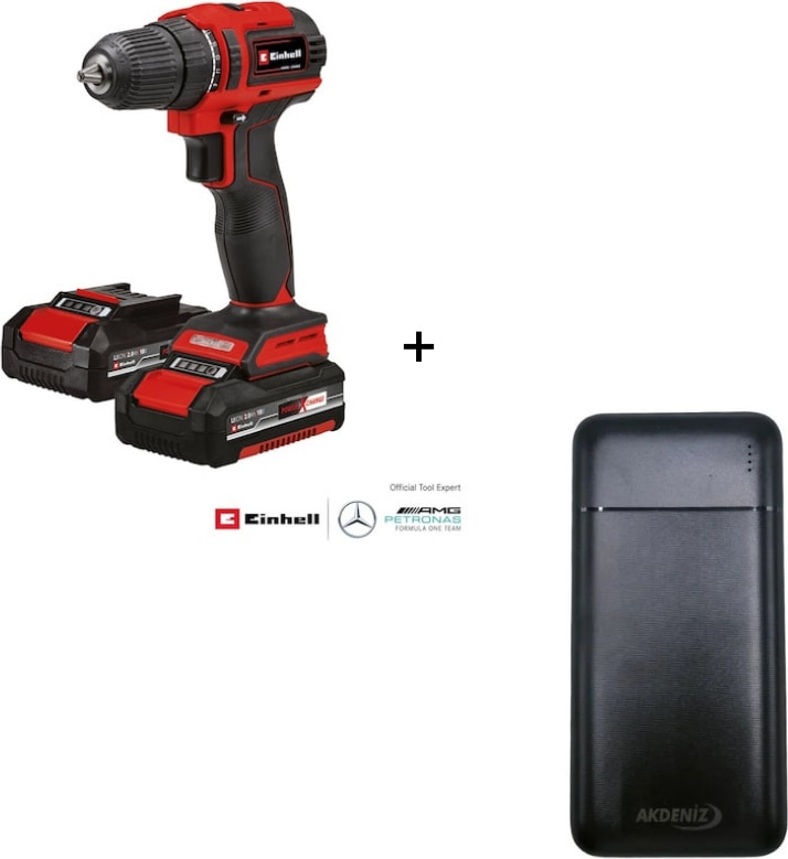 EİNHELL Te-Cd 18/40 Li Bl (2x2,0 Ah) Çift Akülü Vidalama - 4513995 + Akdeniz Taşınabilir Şarj Cihazı (Model: S125Q)