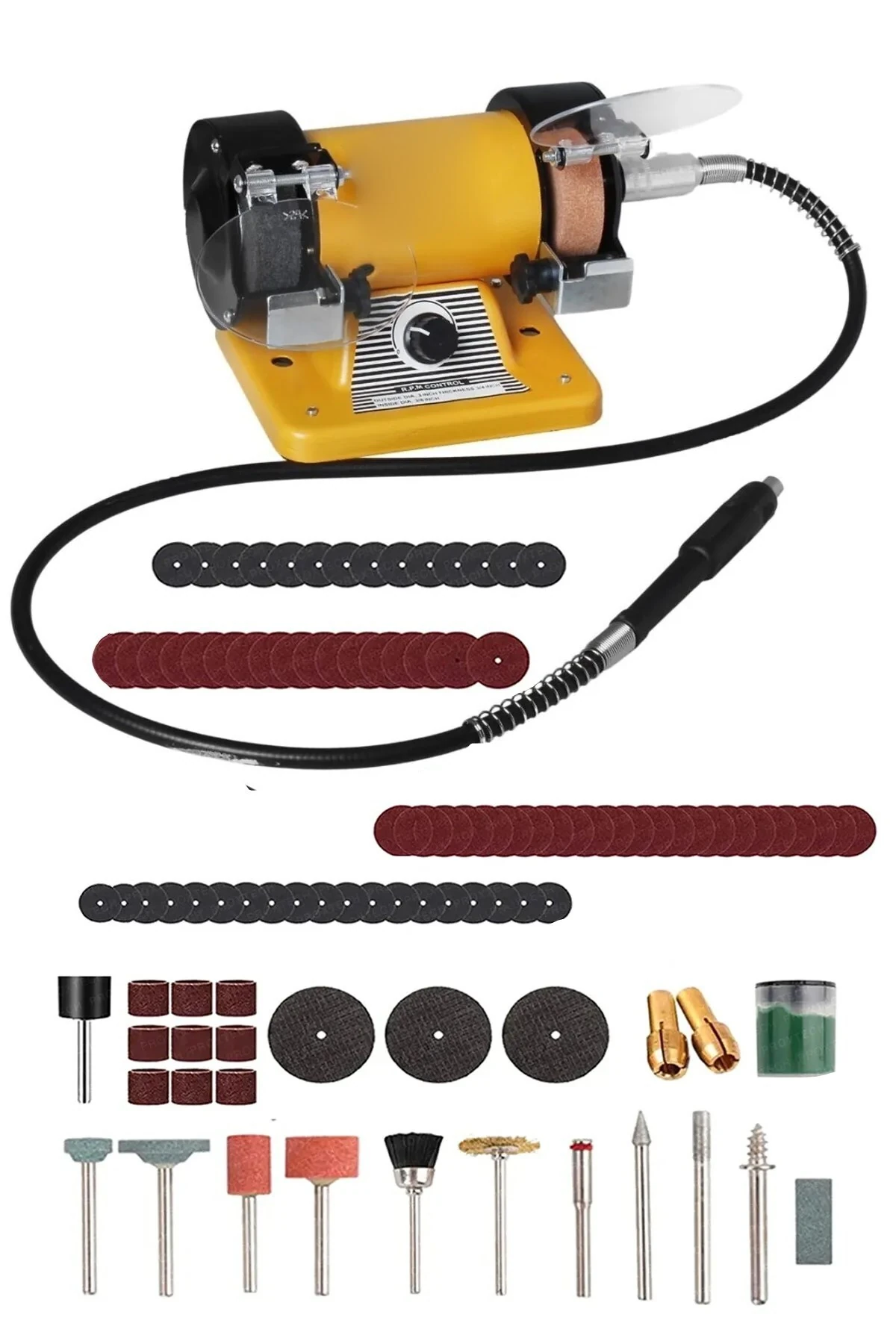 Pro Seri Mini Çok Fonksiyonlu  Zımpara Bileme Taş Motoru (105 Parça Gravür Seti Hediye)