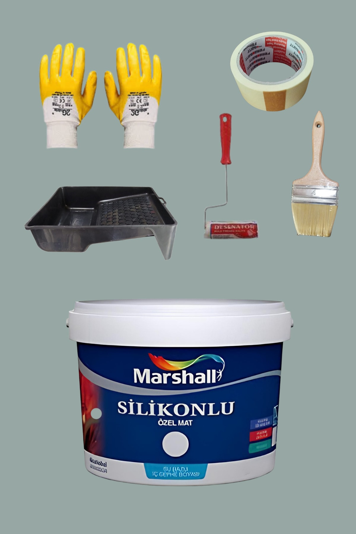 MARSHALL 5'li Set Silikonlu Özel Mat Duvar Boyası Botanik Bahçesi 50 Çeşit Renk 2.5lt