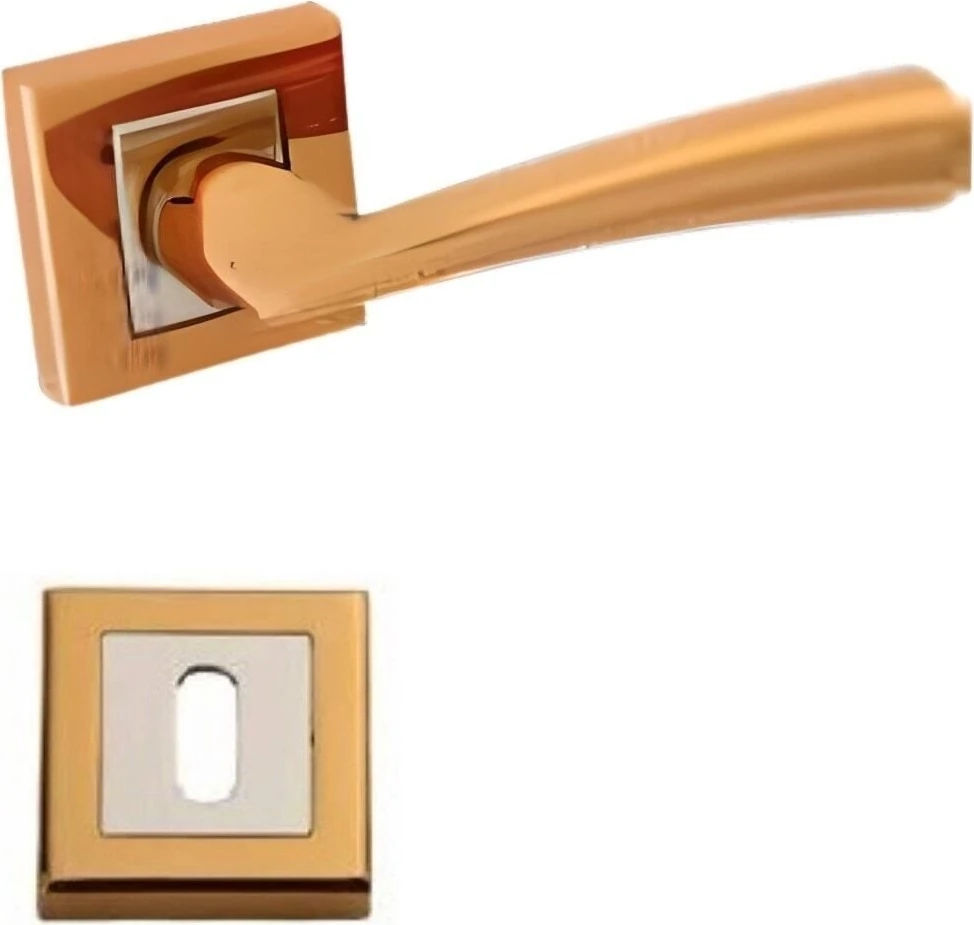 Paslanmaz Çelik Renkli Kare Rozetli Oda Kapı Kolu Takımı