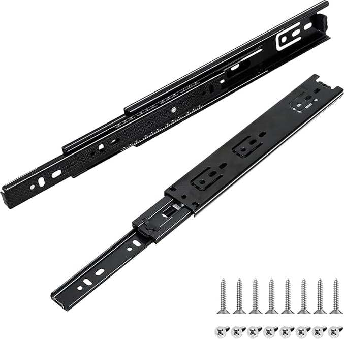 2 Adet Çekmece Rayı 250 Mm, Çekmece Rayları 25 Cm, 3 Katlı Teleskopik Çekmece Çekmecesi, Menteşeler Tam Uzatma 500 Mm, 45 kg Ağır Taşıma Kapasitesi