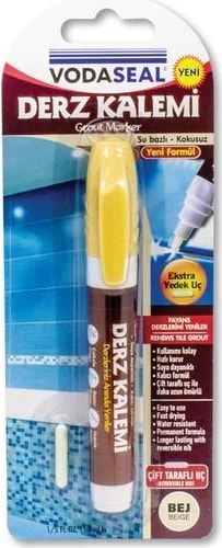 Vodaseal Çift Uçlu Su Bazlı Kokusuz Kalıcı Derz Kalemi Bej