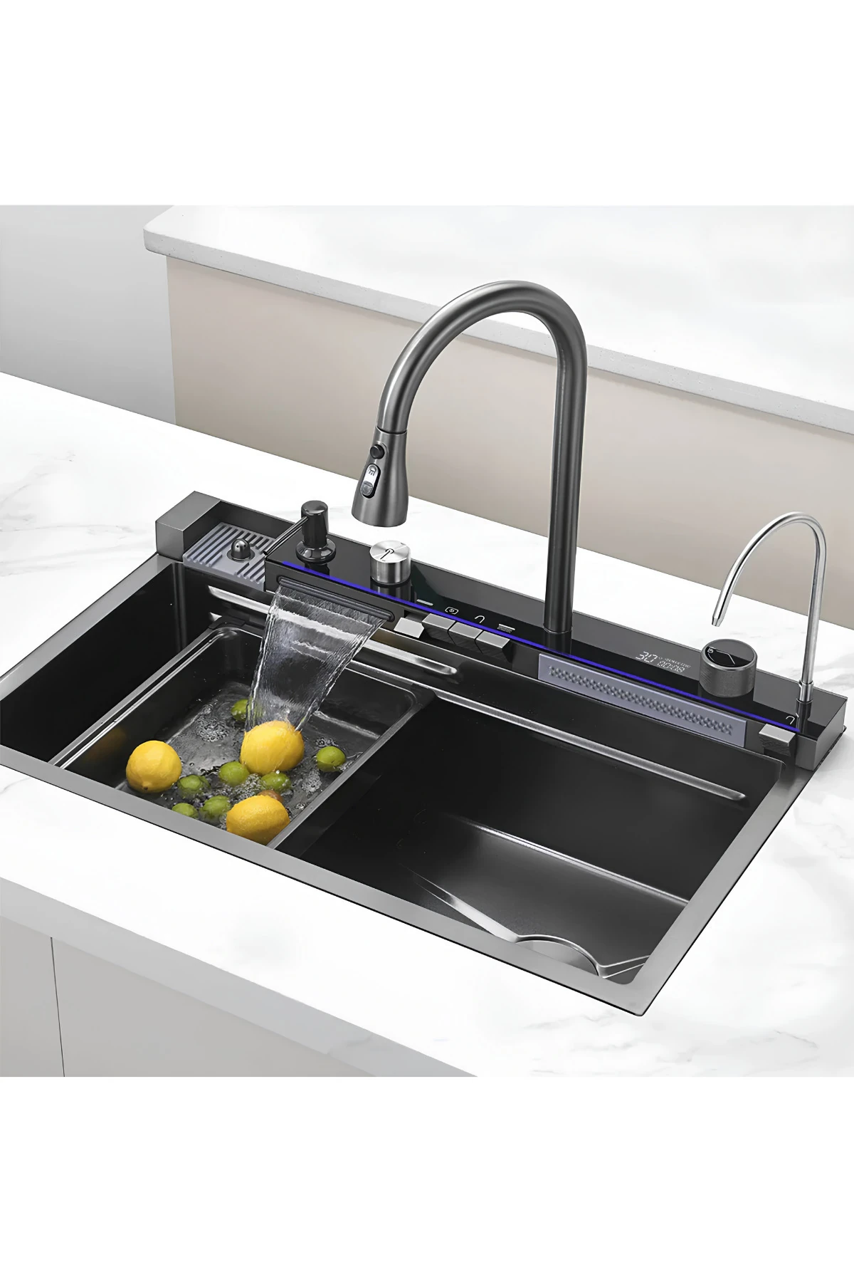 Premium 9 Fonksiyonlu Akıllı Teknolojik Eviye Seti Paslanmaz Bal Peteği Taban Evye - Honeycomb