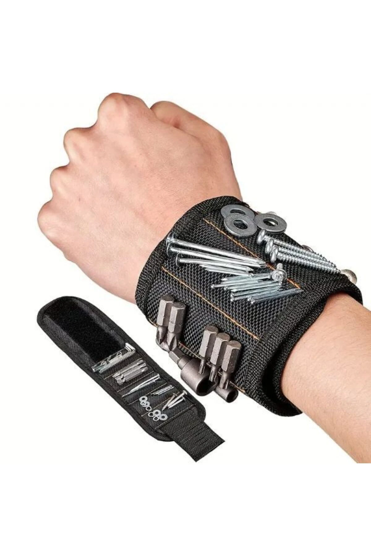 Ricevitore Manyetik Bileklik-10 Güçlü Mıknatıslı Profesyonel Vida Tutucu Bileklik(Universal Beden)