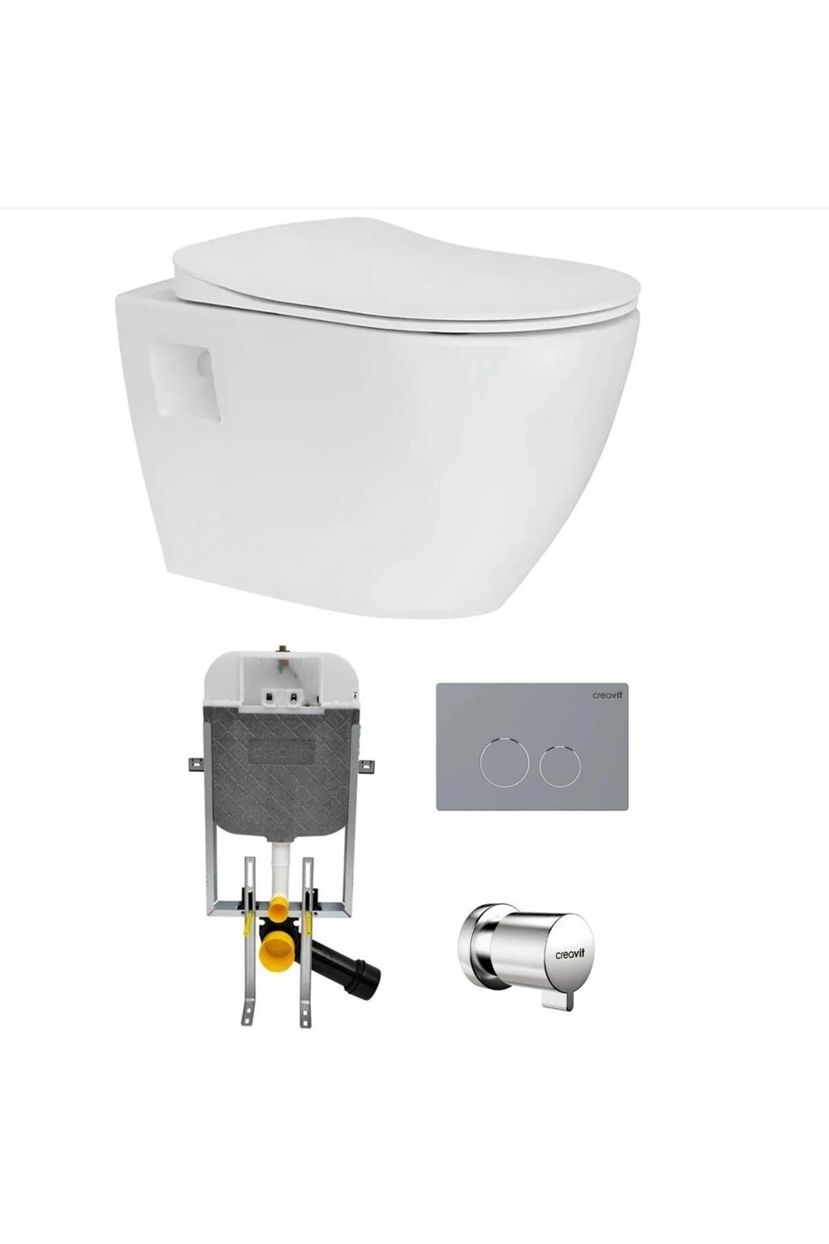 Terra Rim-Off Asma Klozet + Duck Yavaş Kapanır Kapak + Gömme Rezervuar