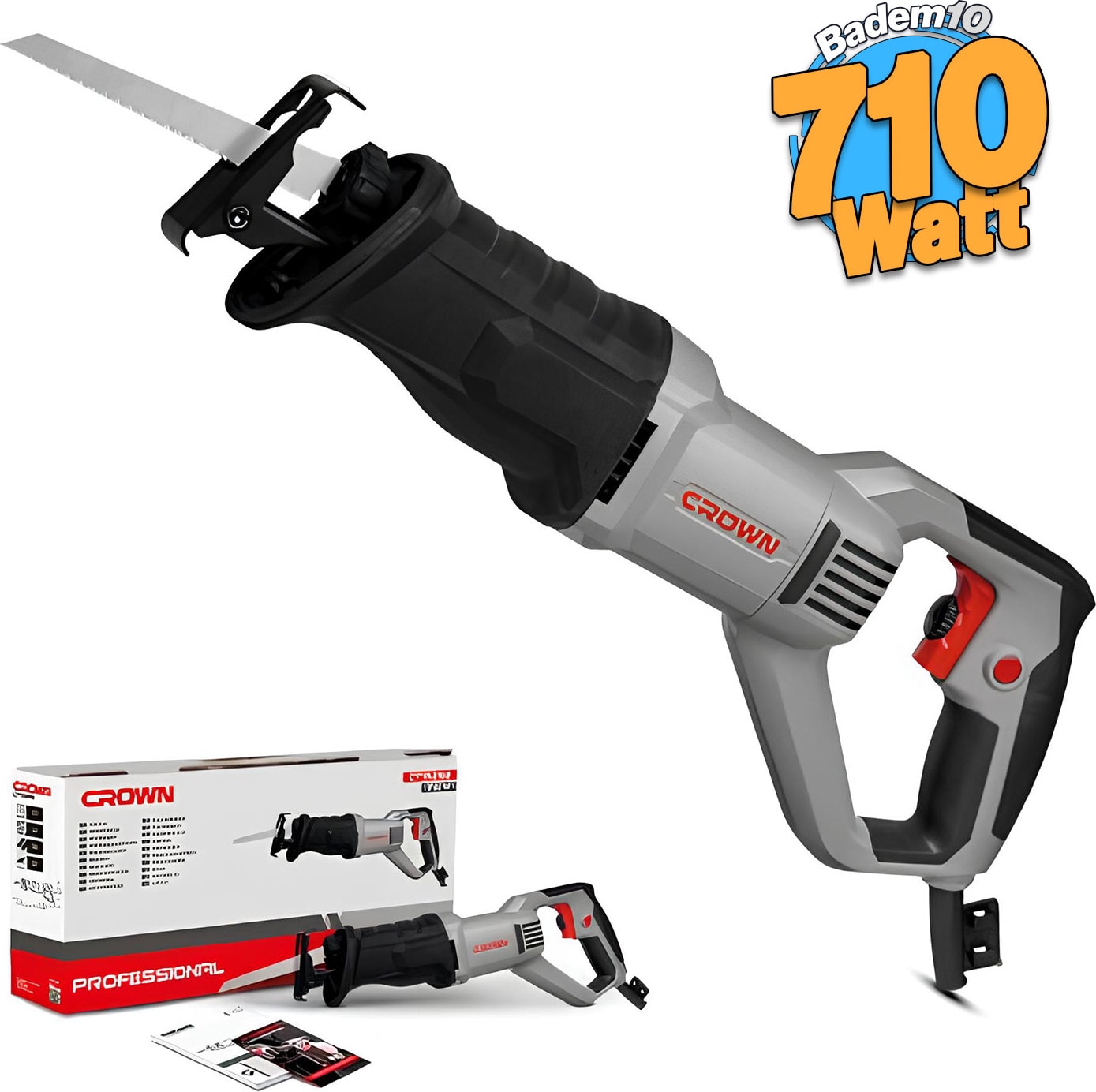 Crown CT15258 Ahşap Metal Et Kemik Kesme Tilki Kuyruğu Testere 710W 110 mm