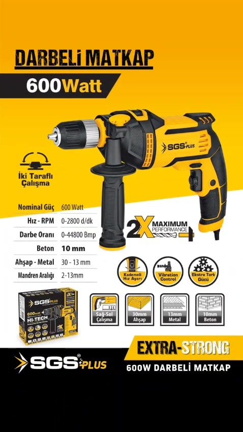 SGS 5141 Profesyonel Darbeli Matkap - 600 Watt