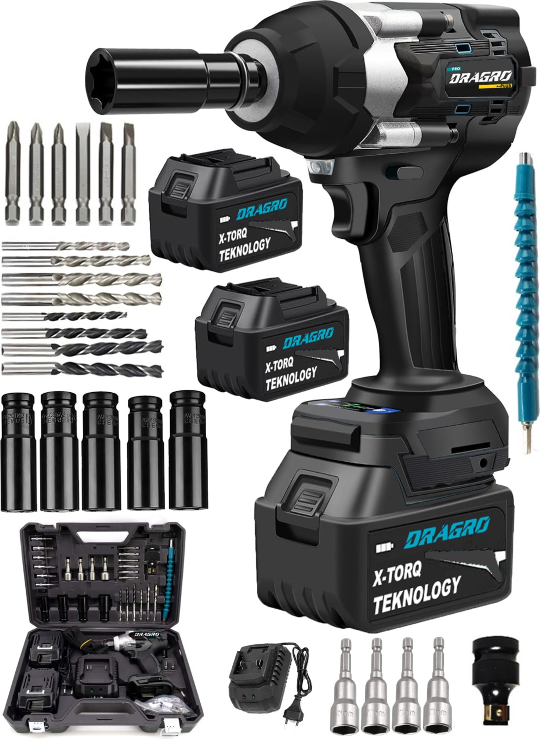 Alman Brushless 1000 Nm Kademeli Yüksek Torklu Somun Bijon Sökme Akülü Vidalama Kömürsüz Motor