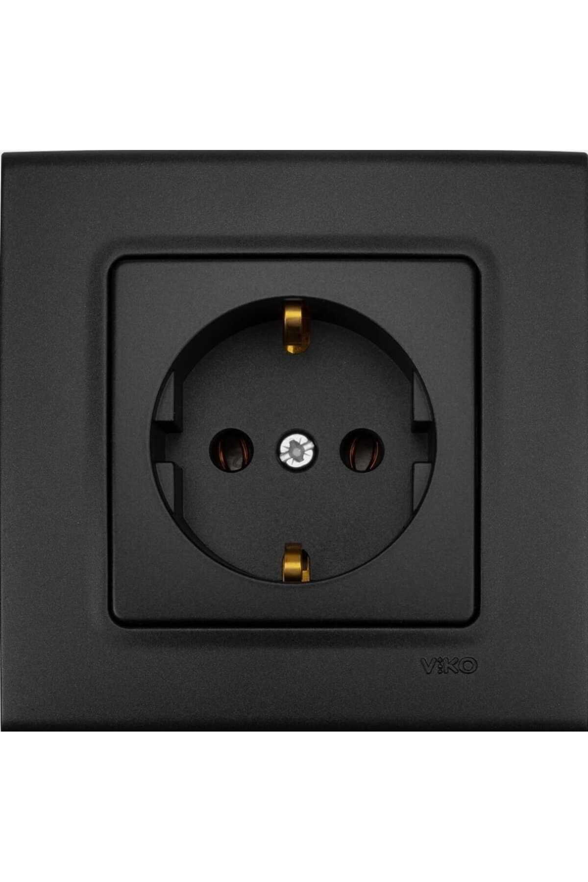 Viko Linnera Life Gece Siyahı Topraklı Priz Çerçeve Dahil
