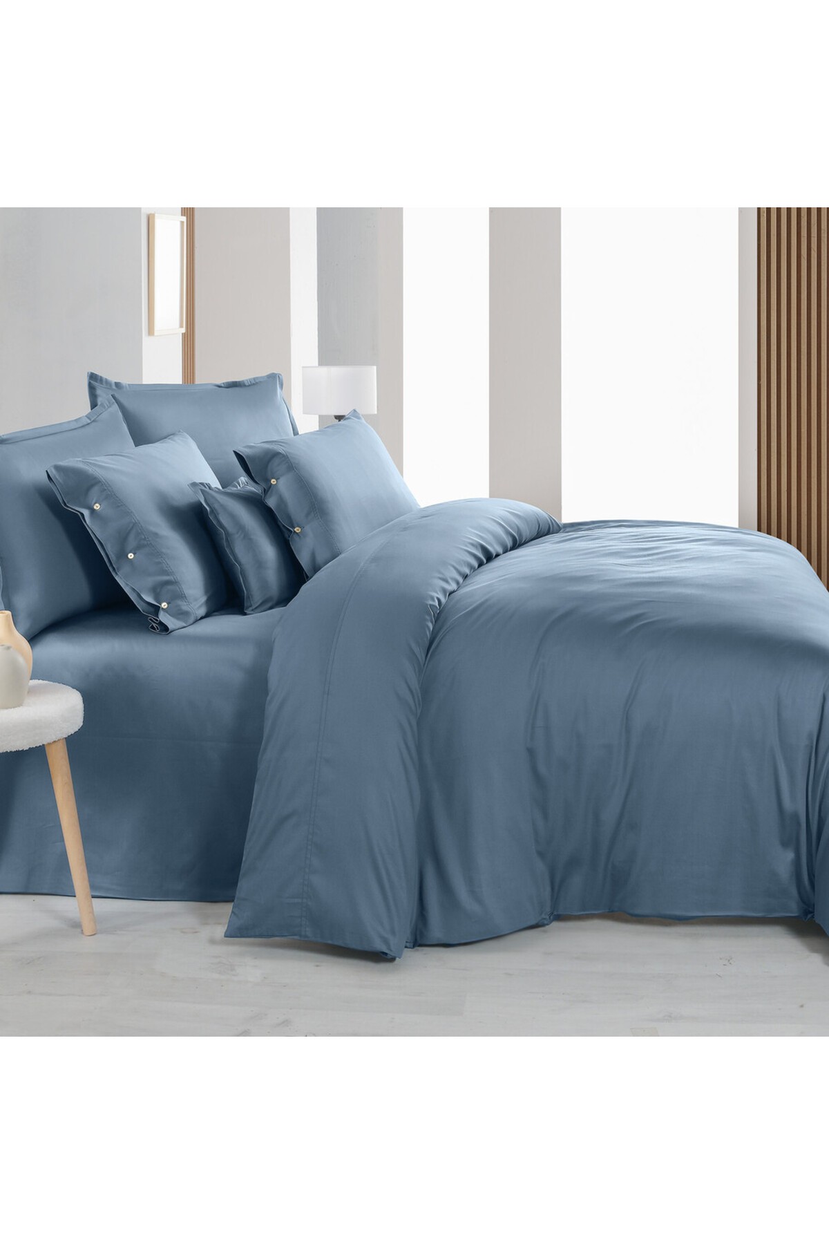 Monochrome %100 Pamuk Saten Nevresim Çift Kişilik-Royal Blue